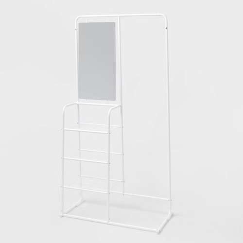 Metal garment rack with mirror - garment,